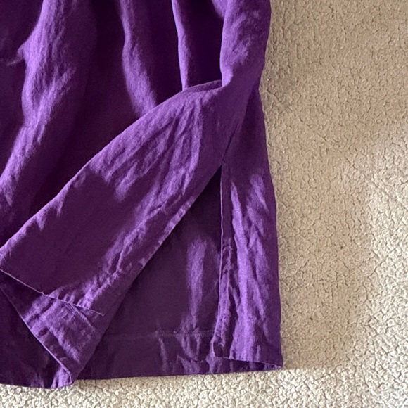 Nich Linen Chic Purple Midi Dress with Belt 100% Linen Small - Picture 5 of 9